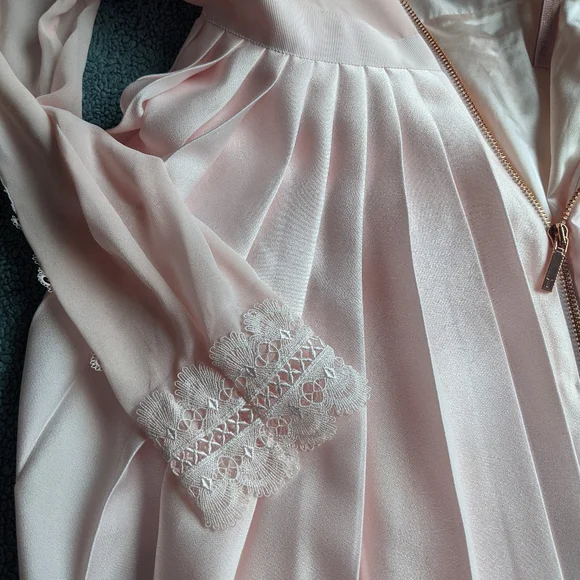 Ted Baker Looez Lace Trim Dress, Pink Nude Size 6-8 - Picture 7 of 16